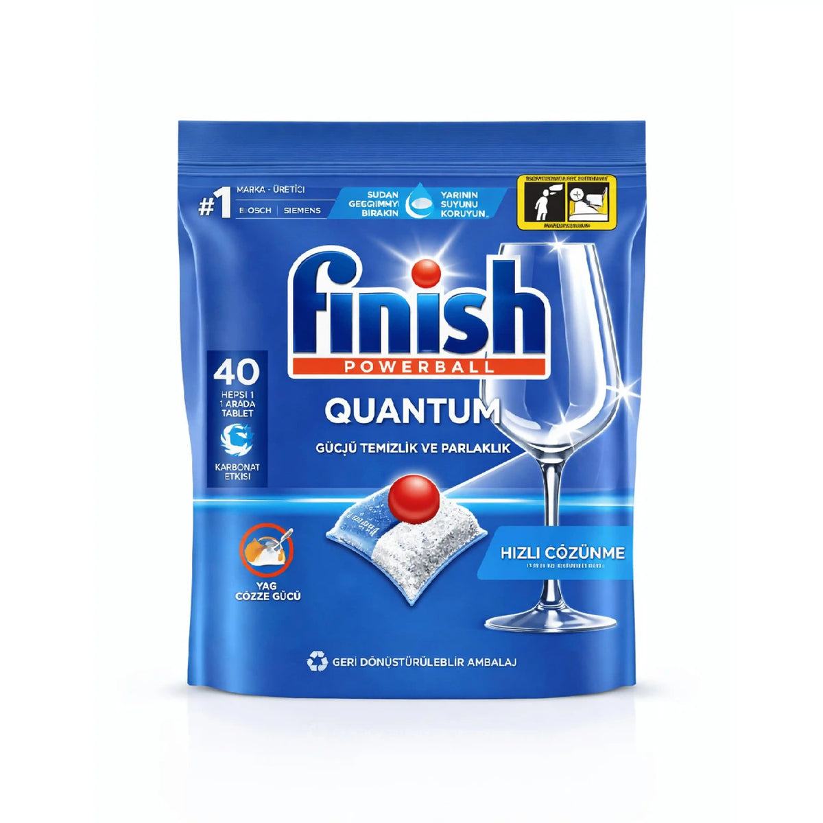 Qabyuyan maşın üçün həblər Finish Quantum, 40 əd