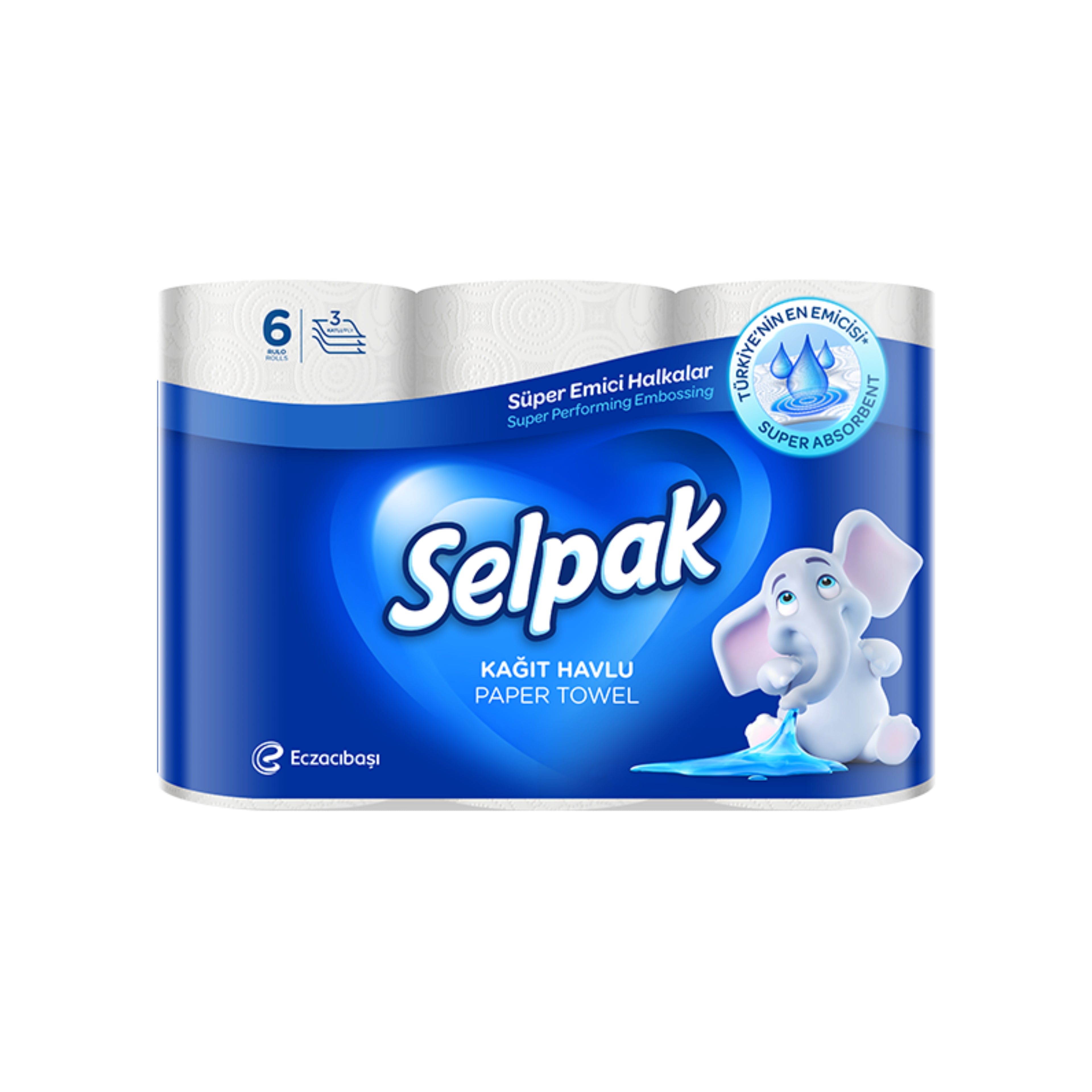 Mətbəx üçün kağız dəsmal Selpak, 6 rulon, 3 qat