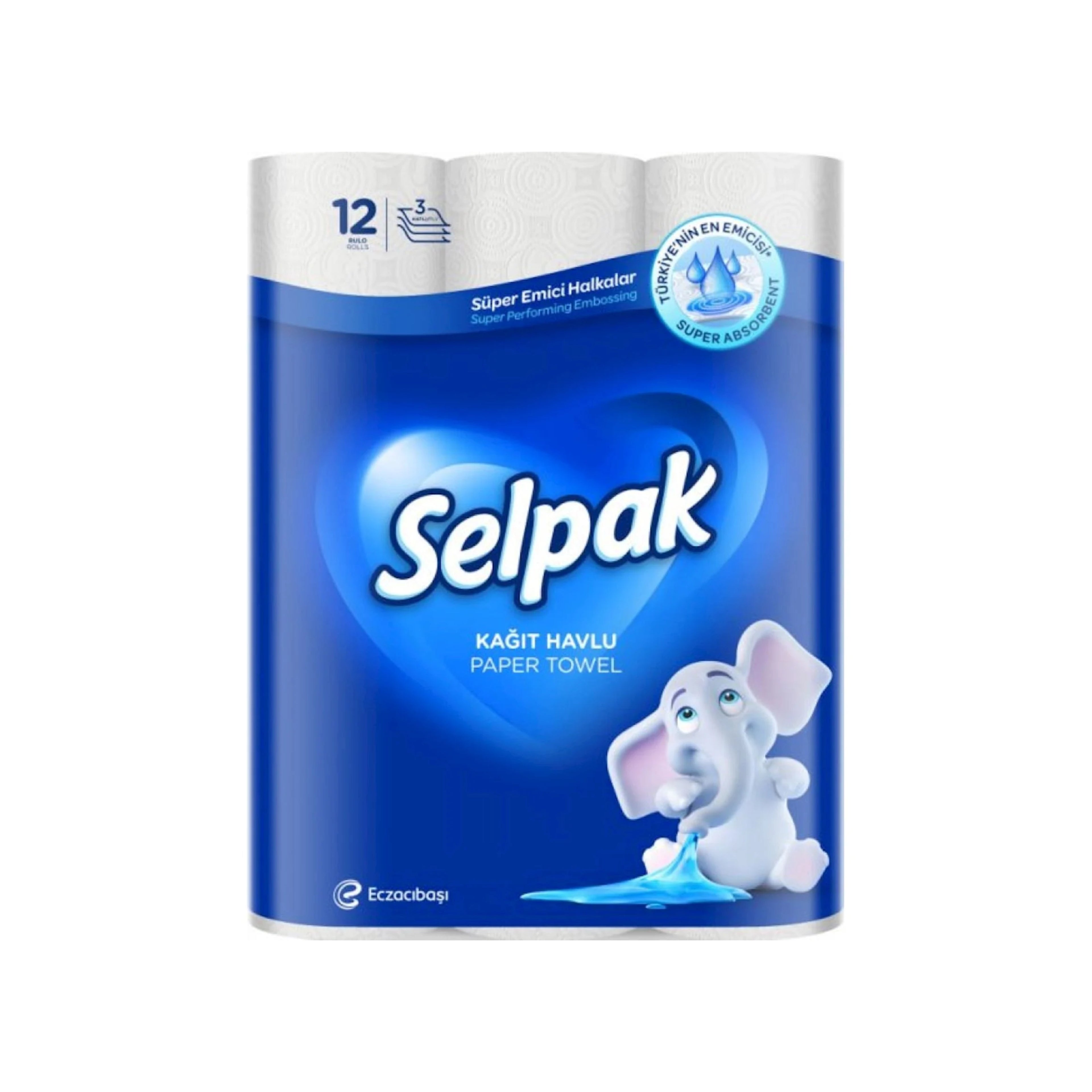 Mətbəx üçün kağız dəsmal Selpak, 12 rulon, 3 qat