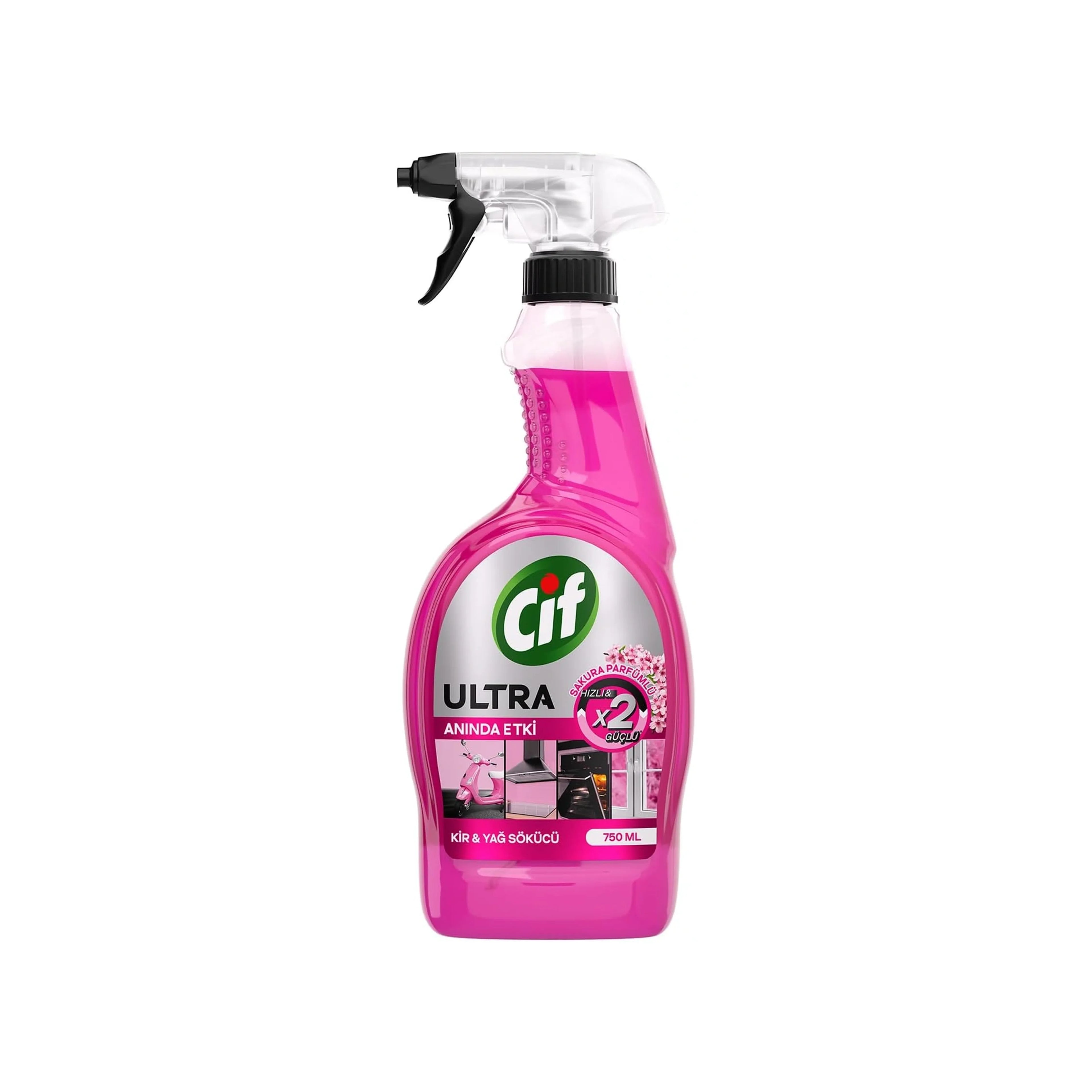 Yağ və çirkə qarşı təmizləyici Cif Ultra Sakura, 750 ml
