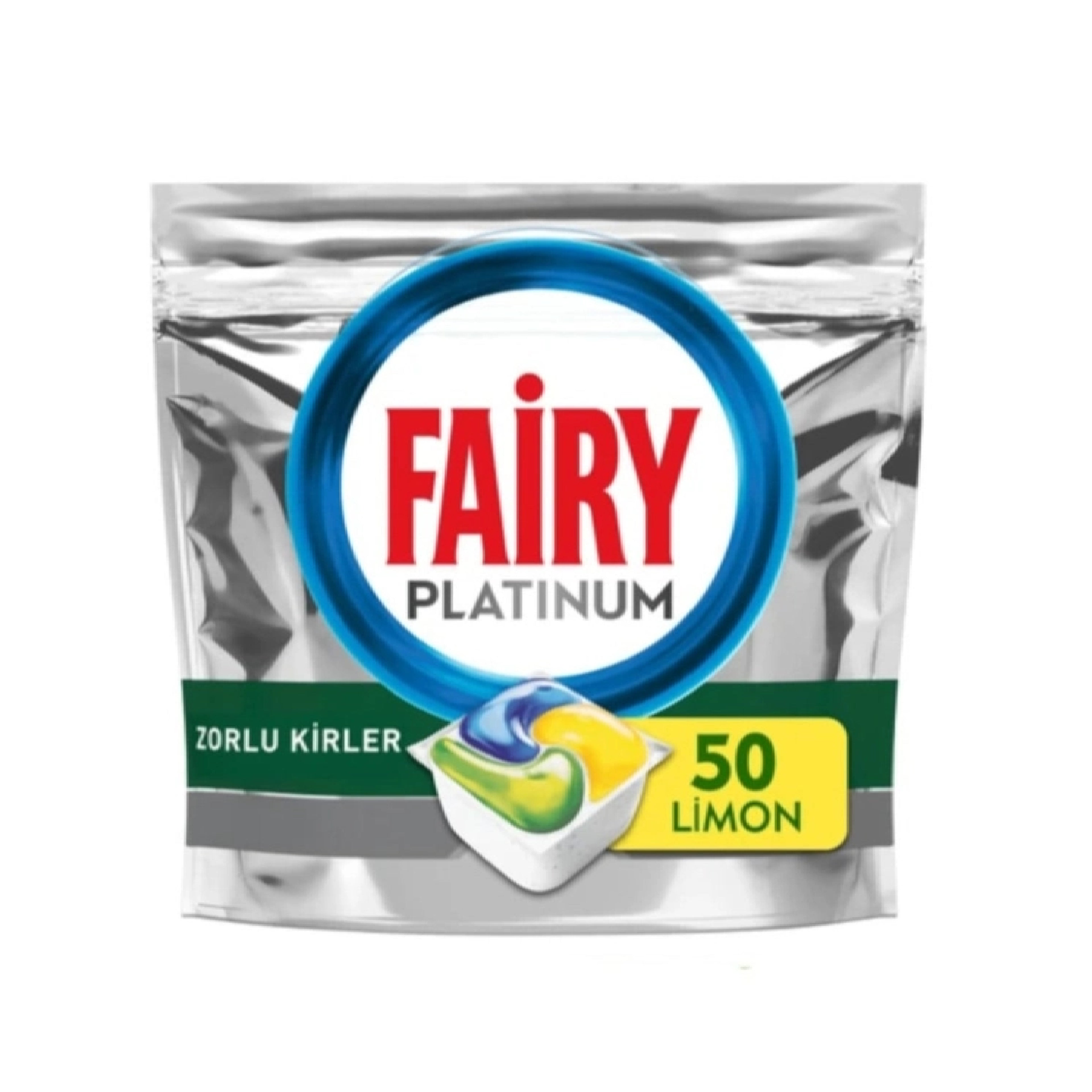 Qabyuyan maşın üçün kapsullar Fairy Platinum Limon, 50 əd