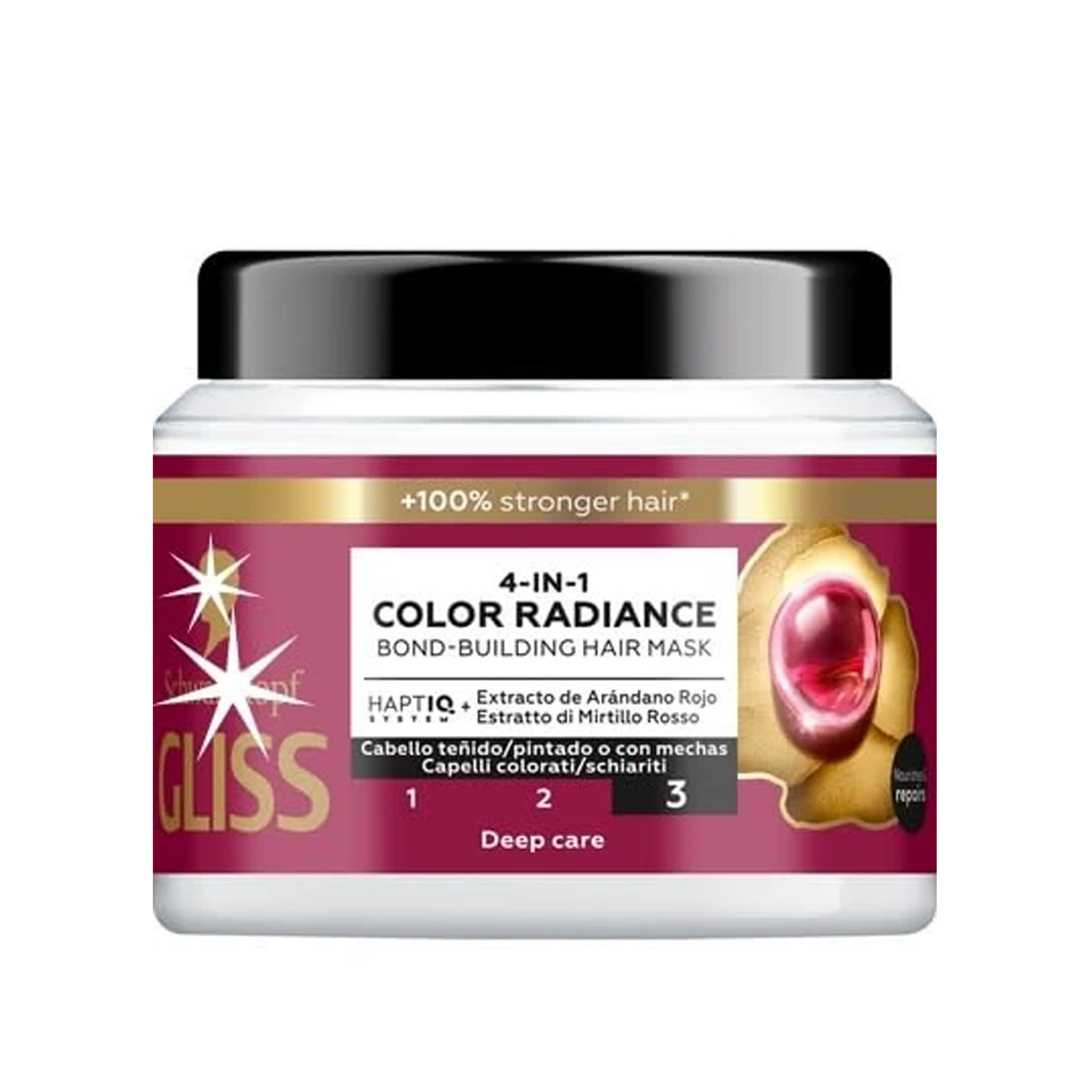 Boyalı Saçlar üçün Saç Maskası Gliss Color Radiance 4-in-1, 400 ml