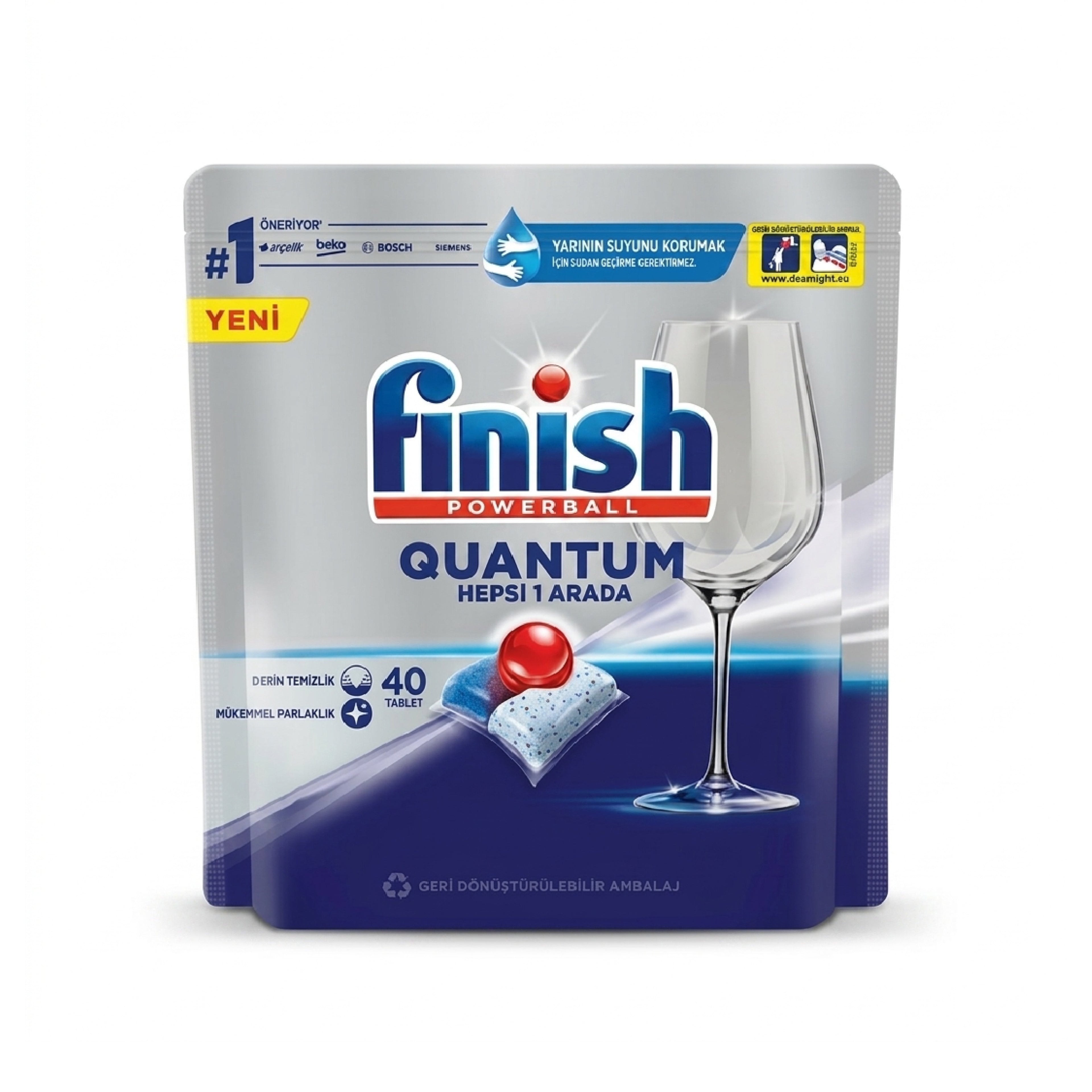 Qabyuyan maşın üçün həblər Finish Quantum, 40 əd