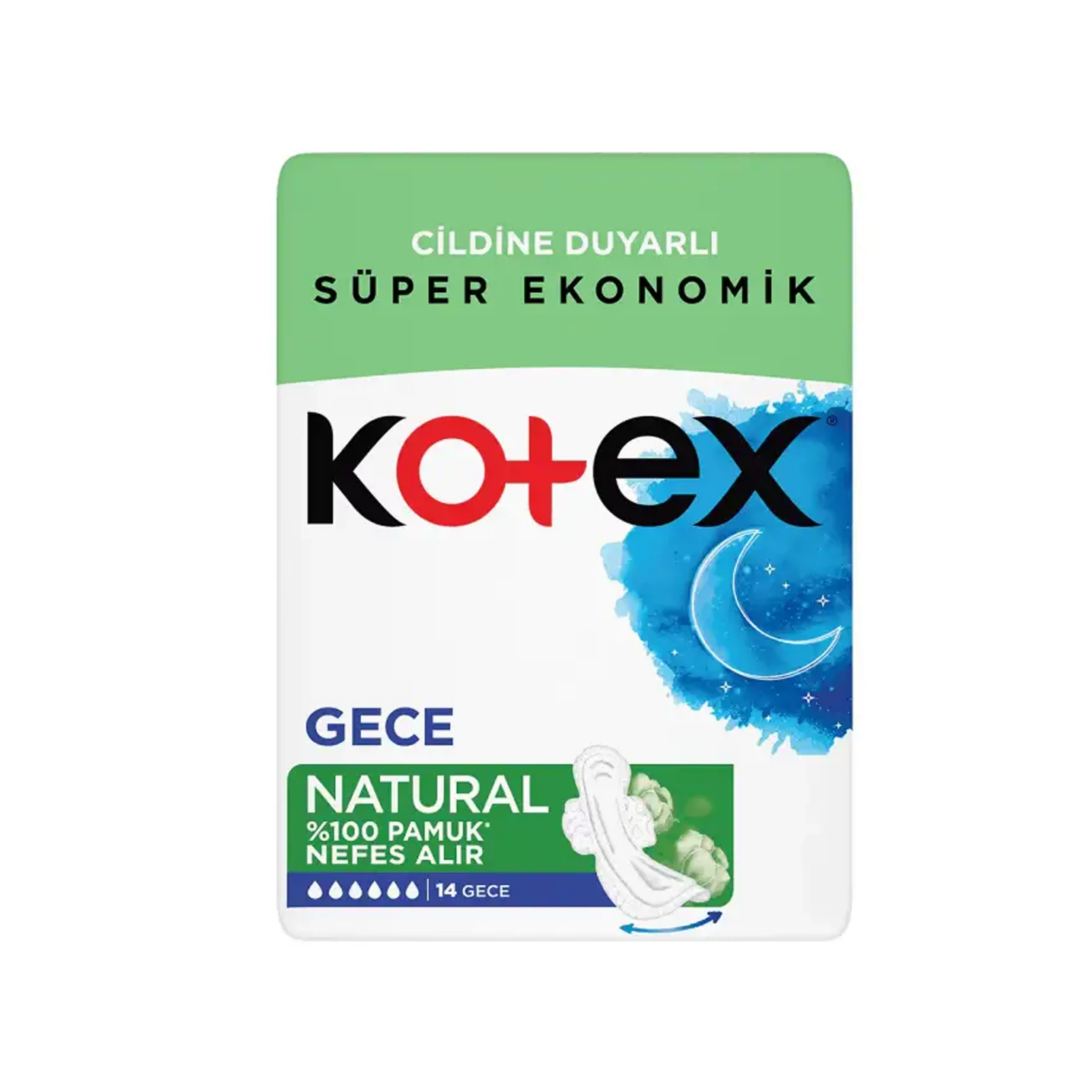 Gigiyenik bezlər Kotex Night Natural, 14 ədəd