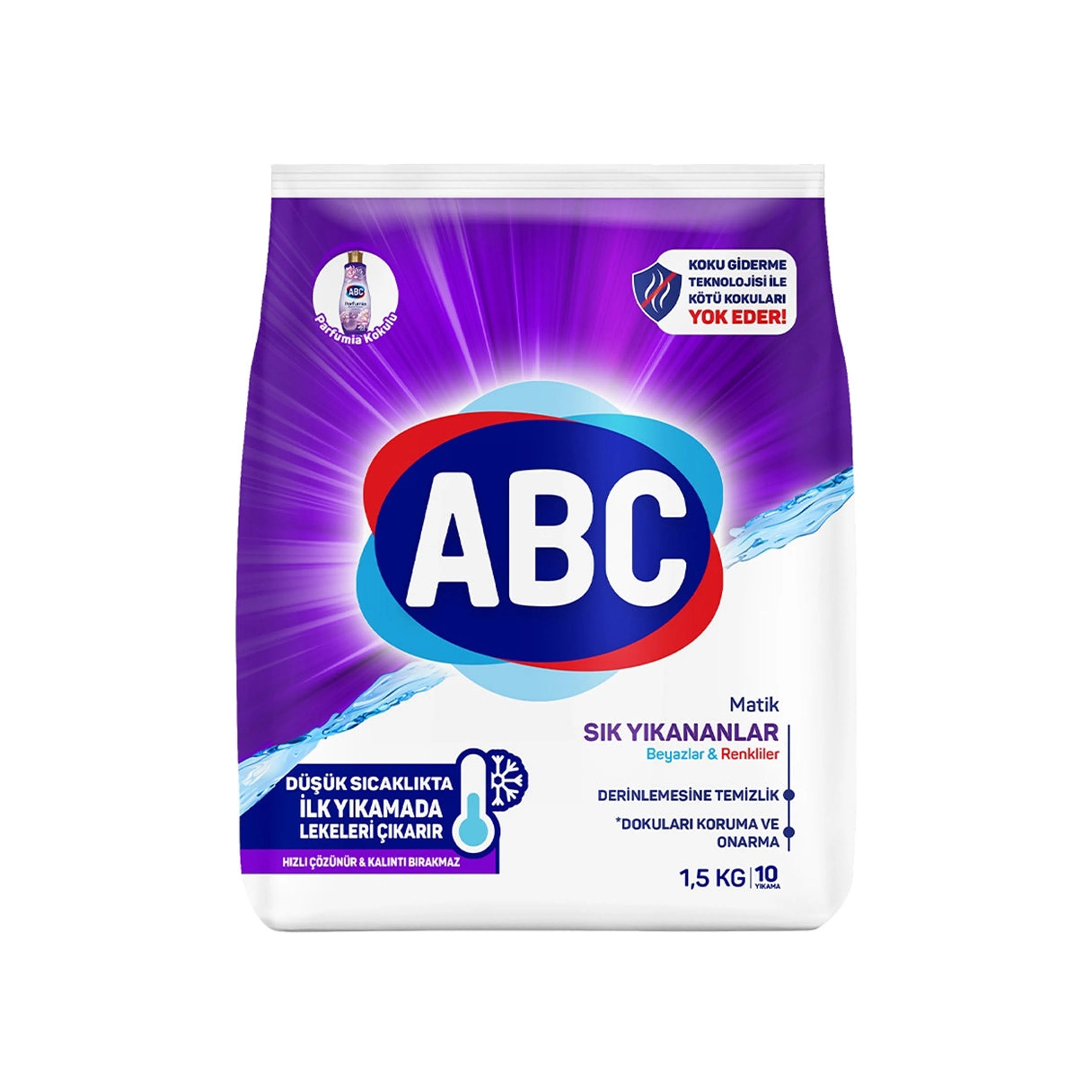 Yuyucu Toz ABC Automat Colour & White, 1,5 kq, Rəngli və Ağ Paltar üçün