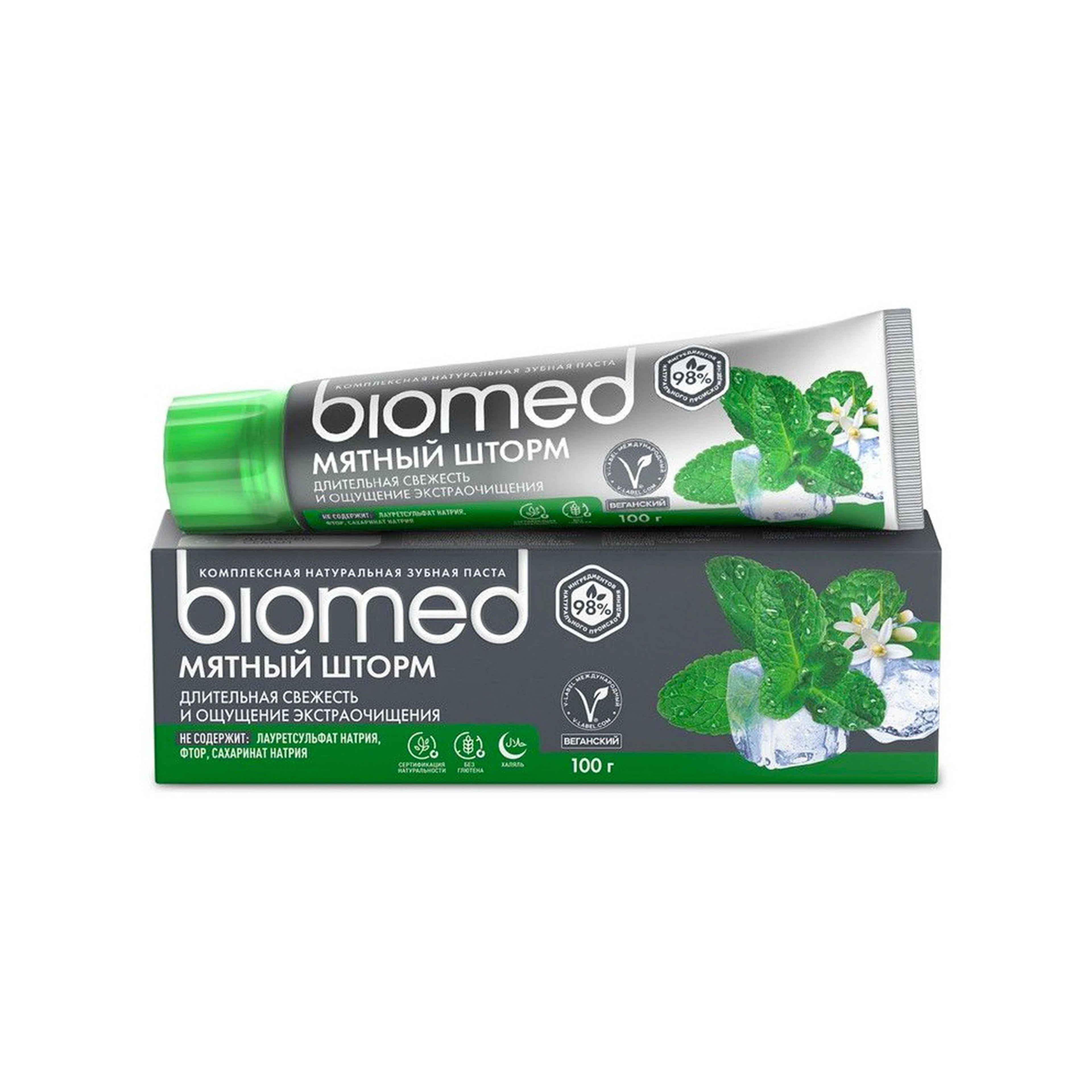 Diş məcunu Biomed Mint Storm Kompleks Təbii, 100 ml