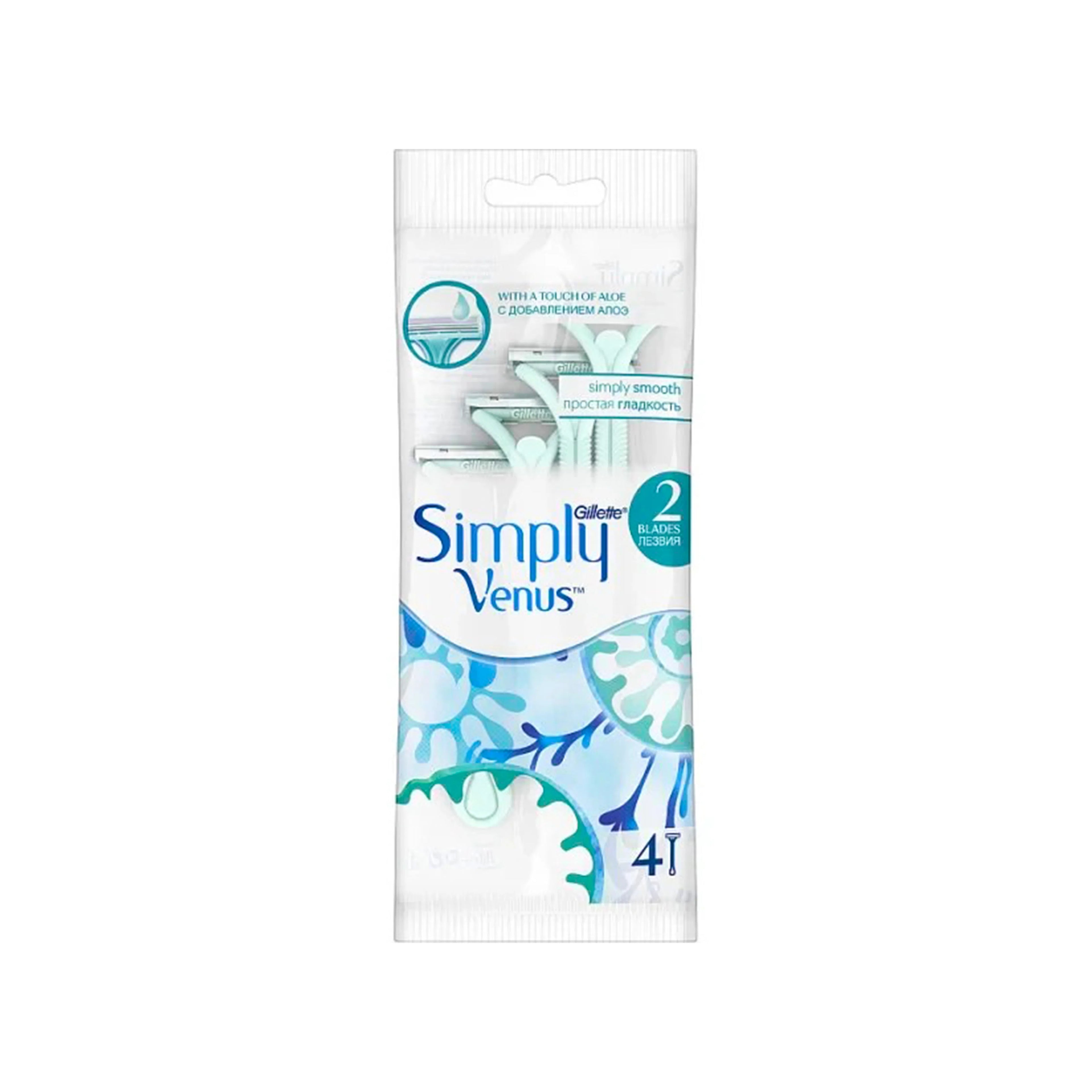 Birdəfəlik qadın təraş ülgücü Gillette Simply Venus 2, 4 ədəd, qadınlar üçün