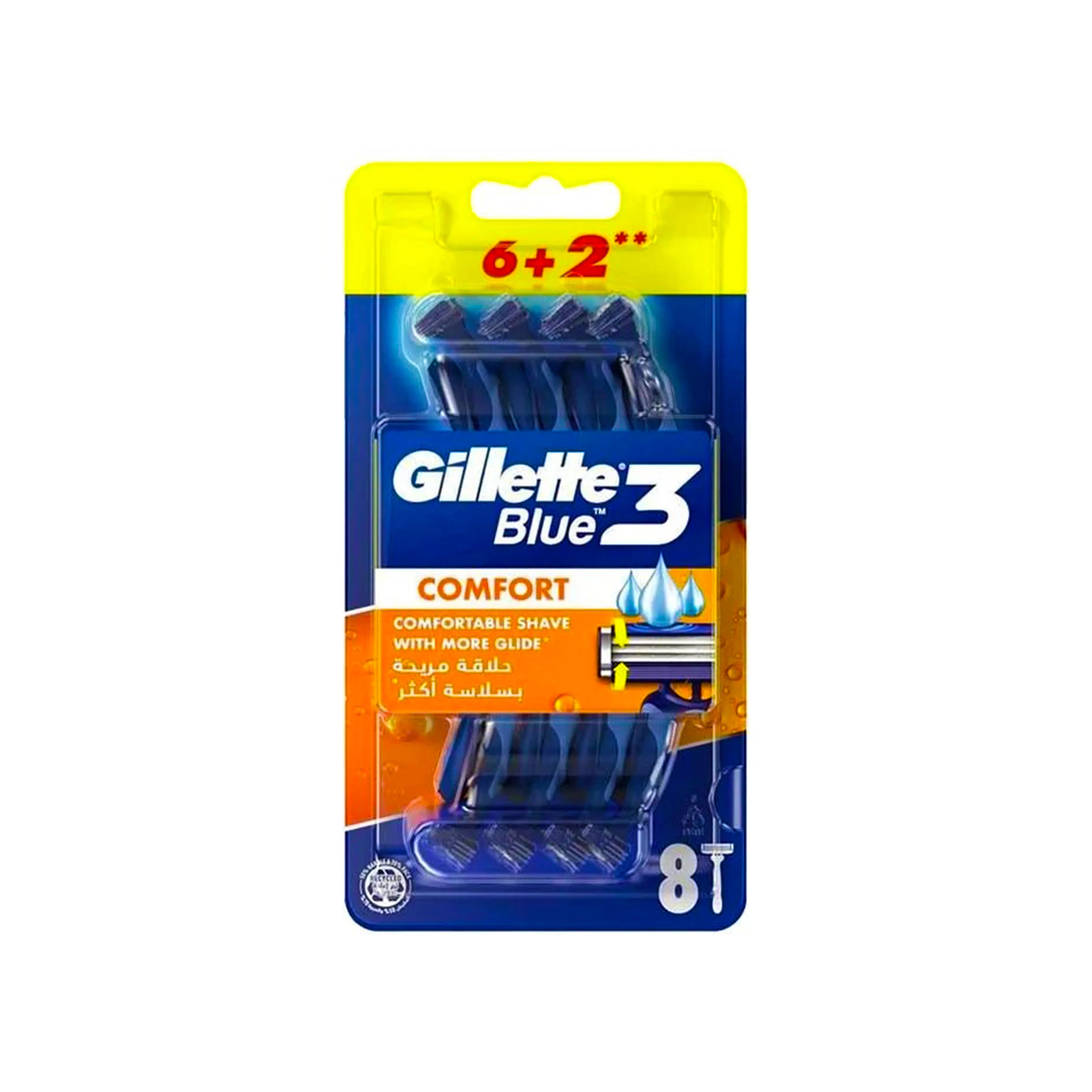 Birdəfəlik kişi təraş ülgücü Gillette Blue 3 Comfort, 8 ədəd, kişilər üçün