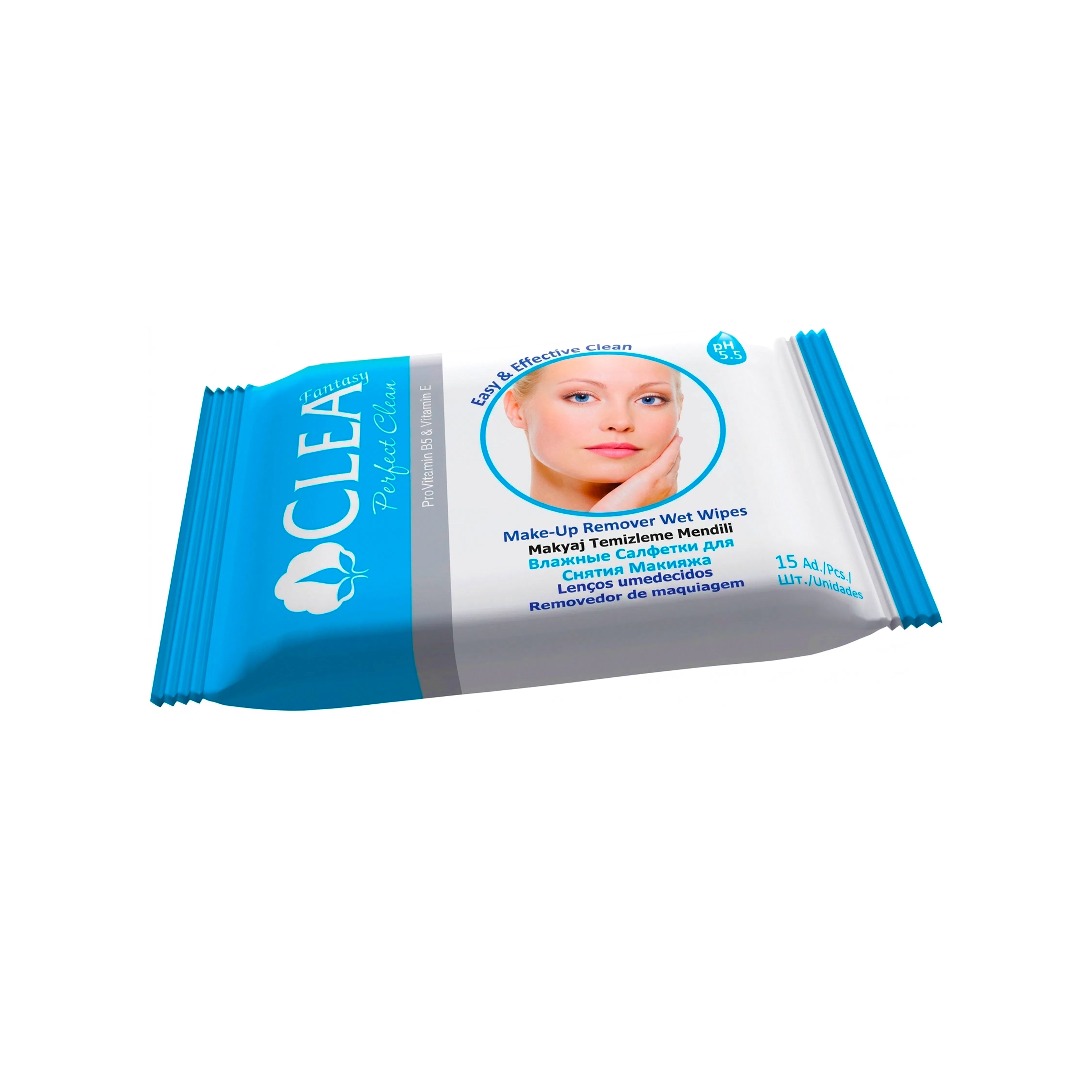 Makiyaȷ təmizləyici yaş salfetka Clea Fantasy Perfect Clean, 15 ədəd