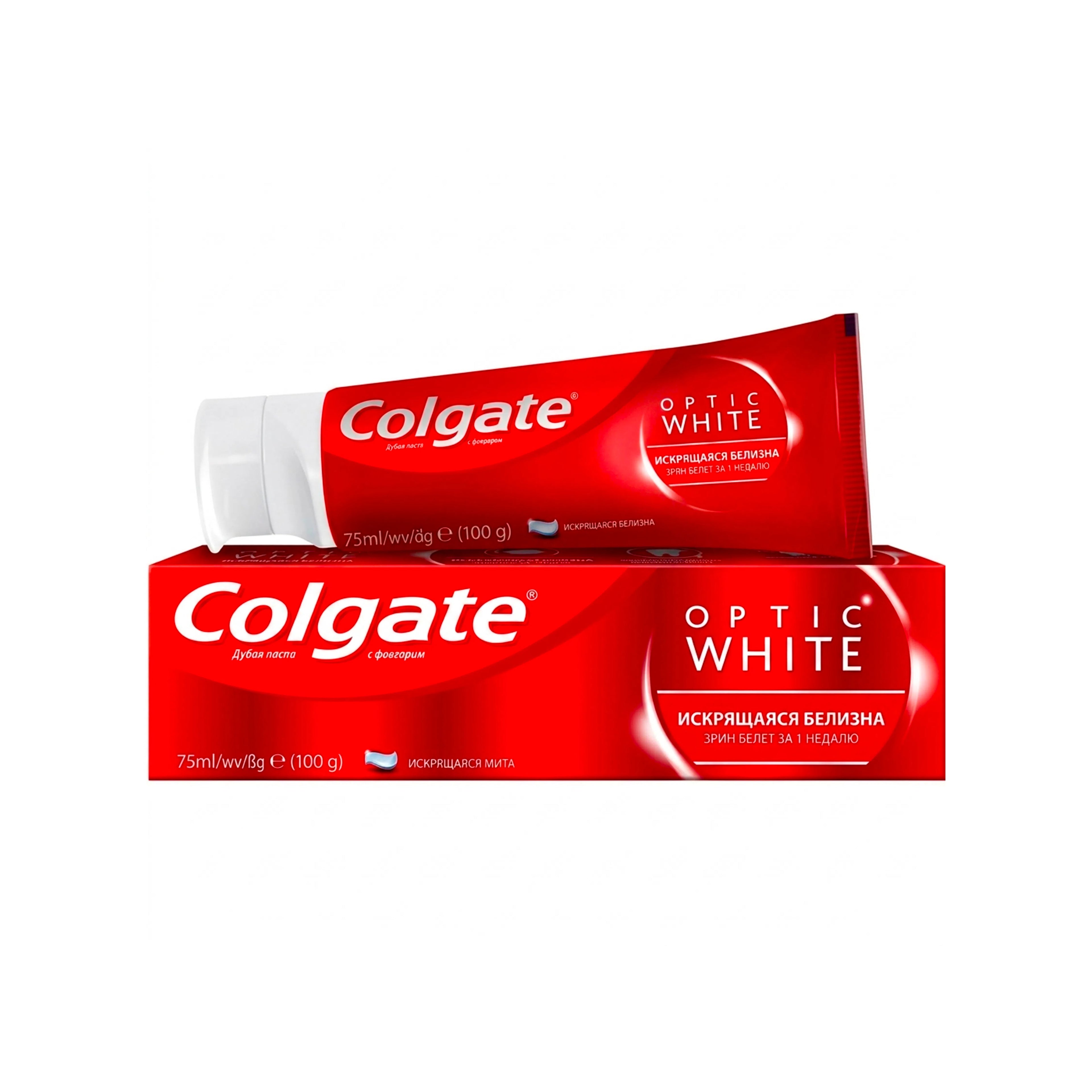 Ağardıcı Diş Məcunu Colgate Optic White Parlaq Bəyazlıq, 75 ml
