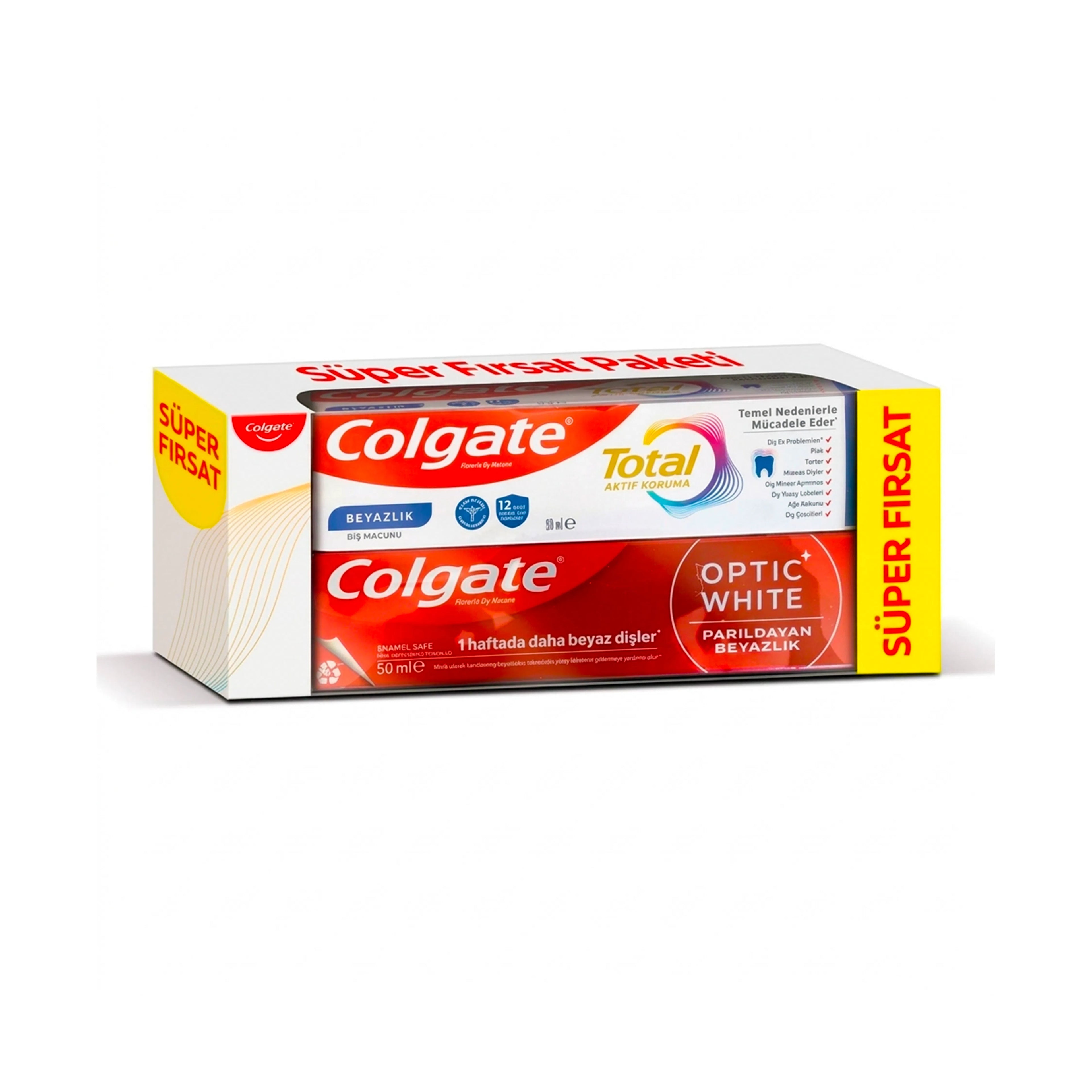 Ağız Baxım Dəsti Colgate Total 50 ml + Optic White 50 ml