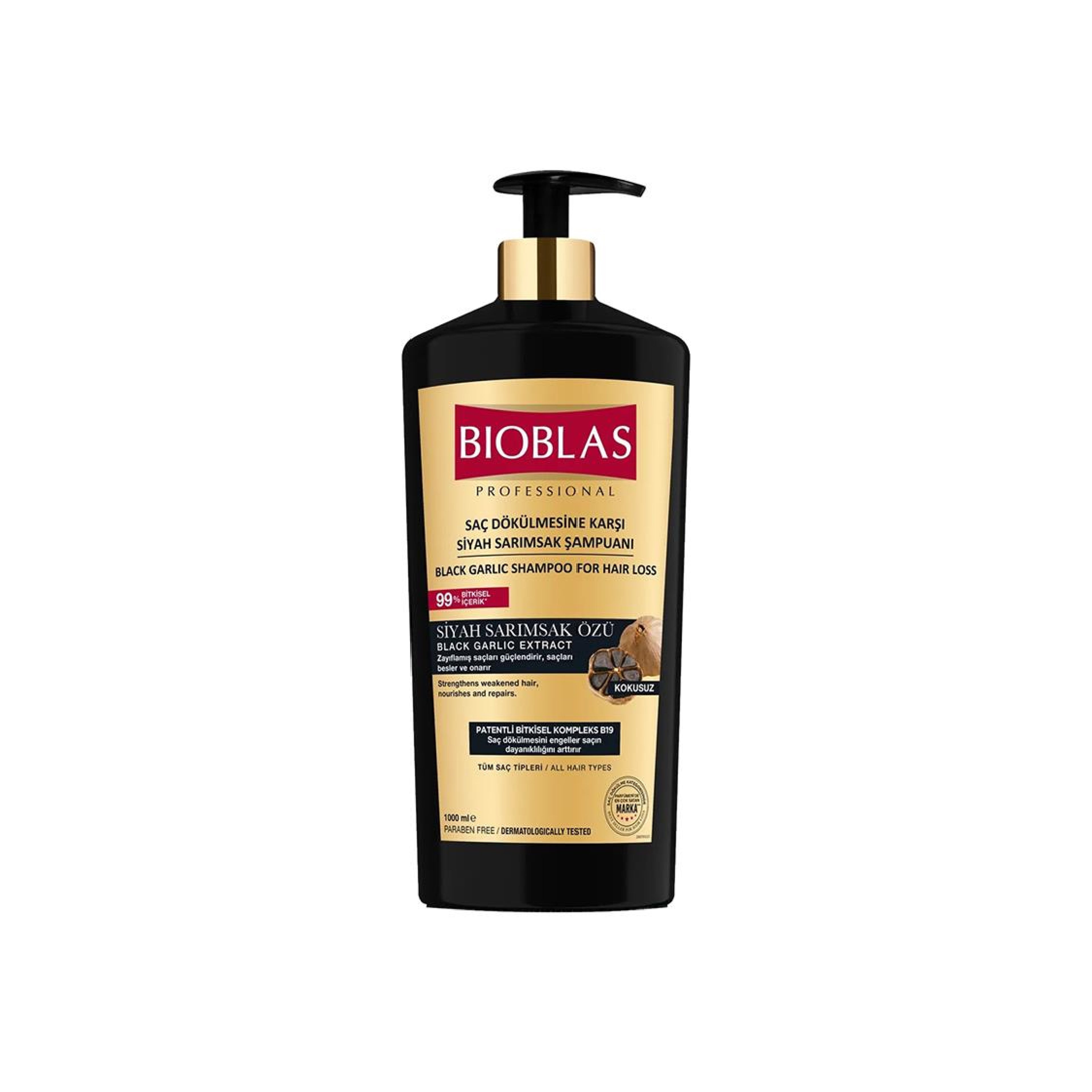 Saç tökülməsinə qarşı şampun Bioblas Siyah Sarımsak, 1000 ml