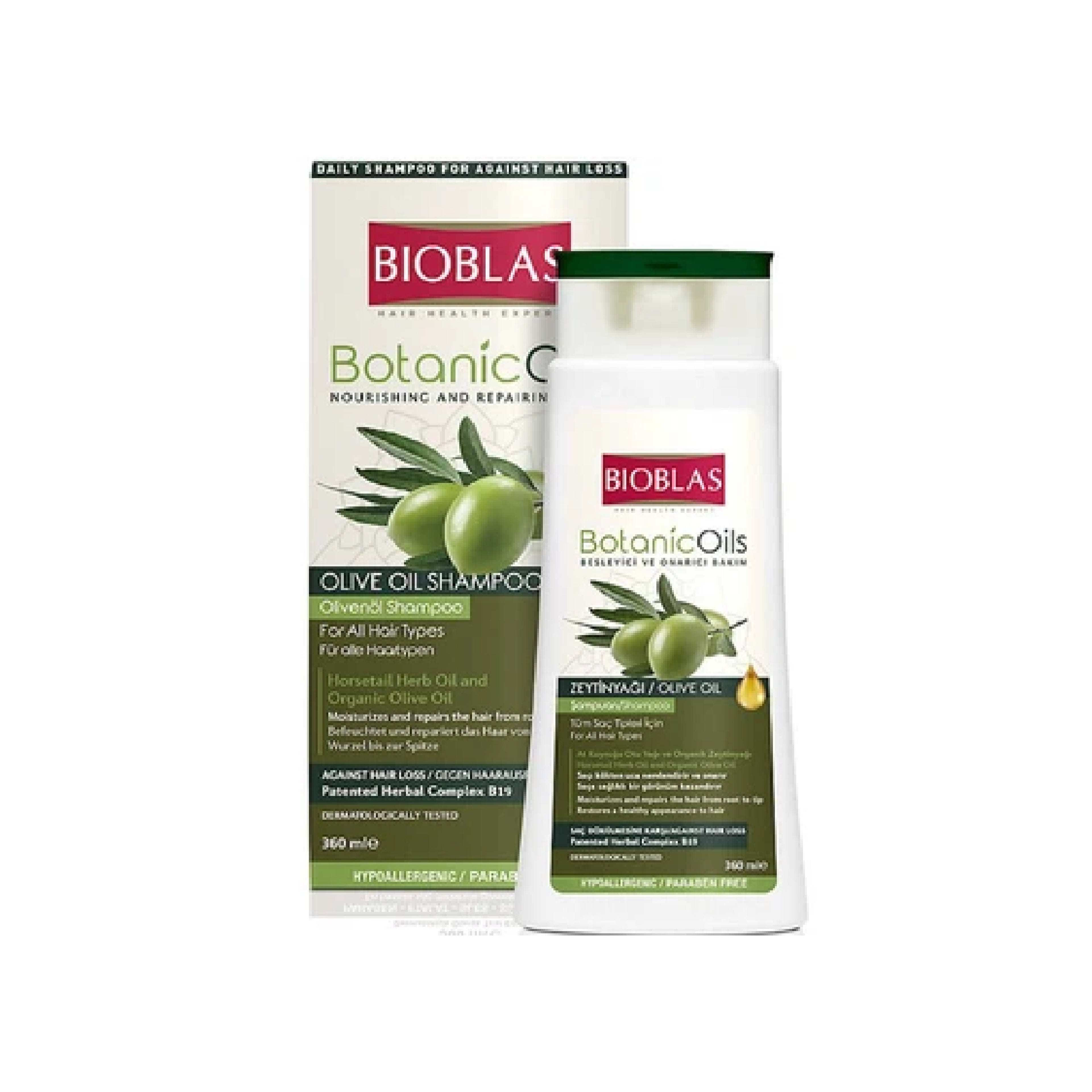 Шампунь против выпадения волос Bioblas Botanic Oils с оливковым маслом, 360 мл