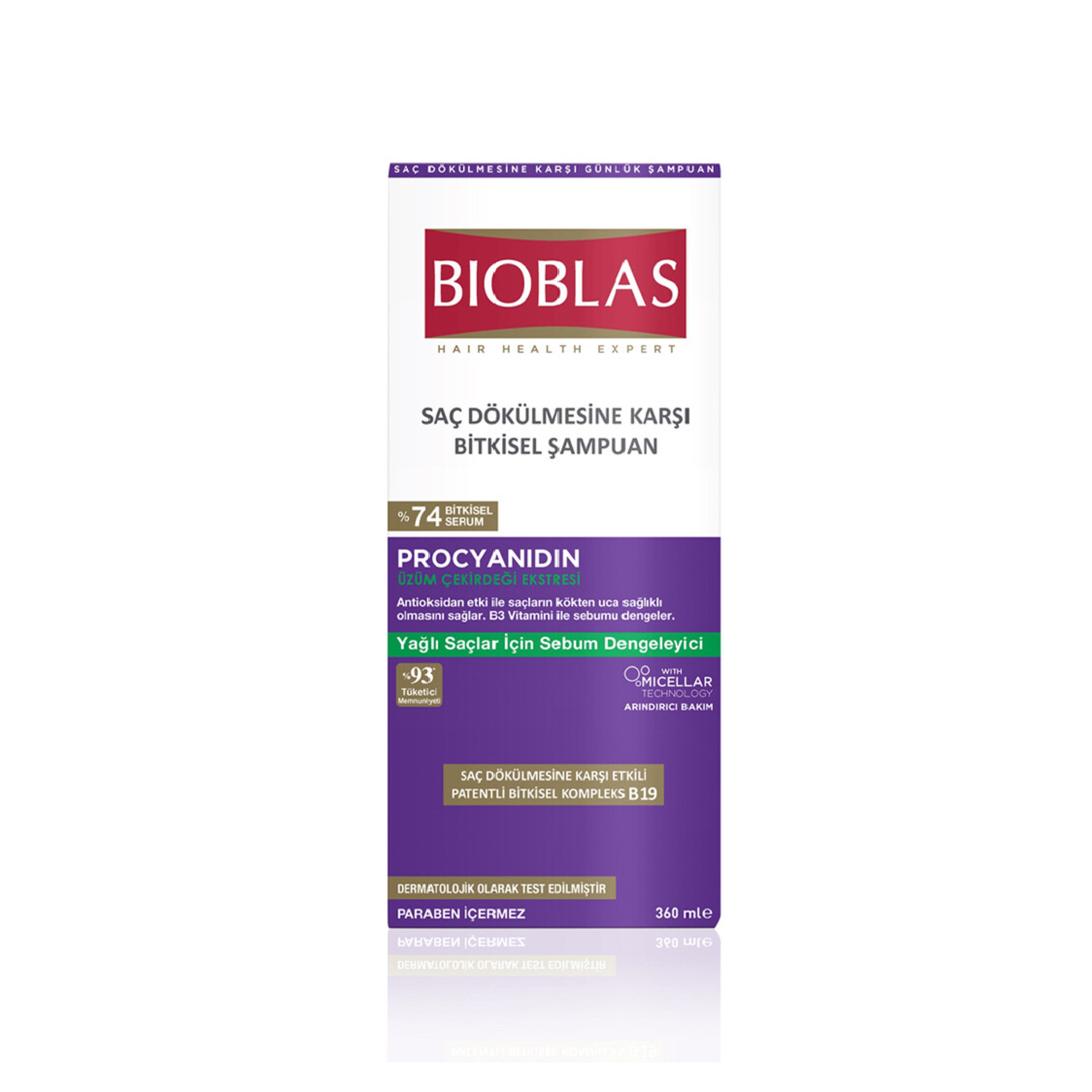 Шампунь против выпадения волос Bioblas Procyanidin для жирных волос, 360 мл