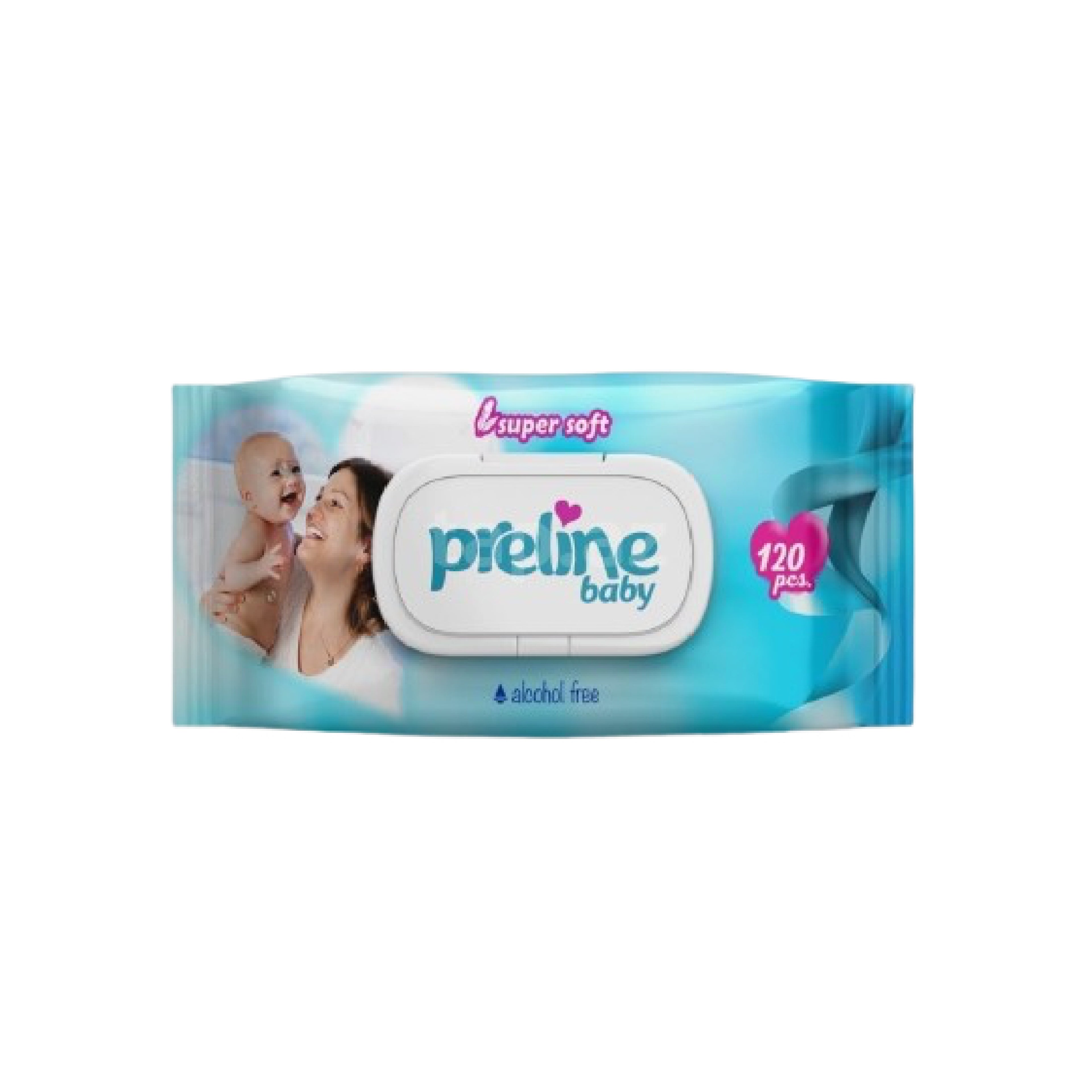 Uşaq üçün nəm salfetlər Preline baby super soft 120 ədəd