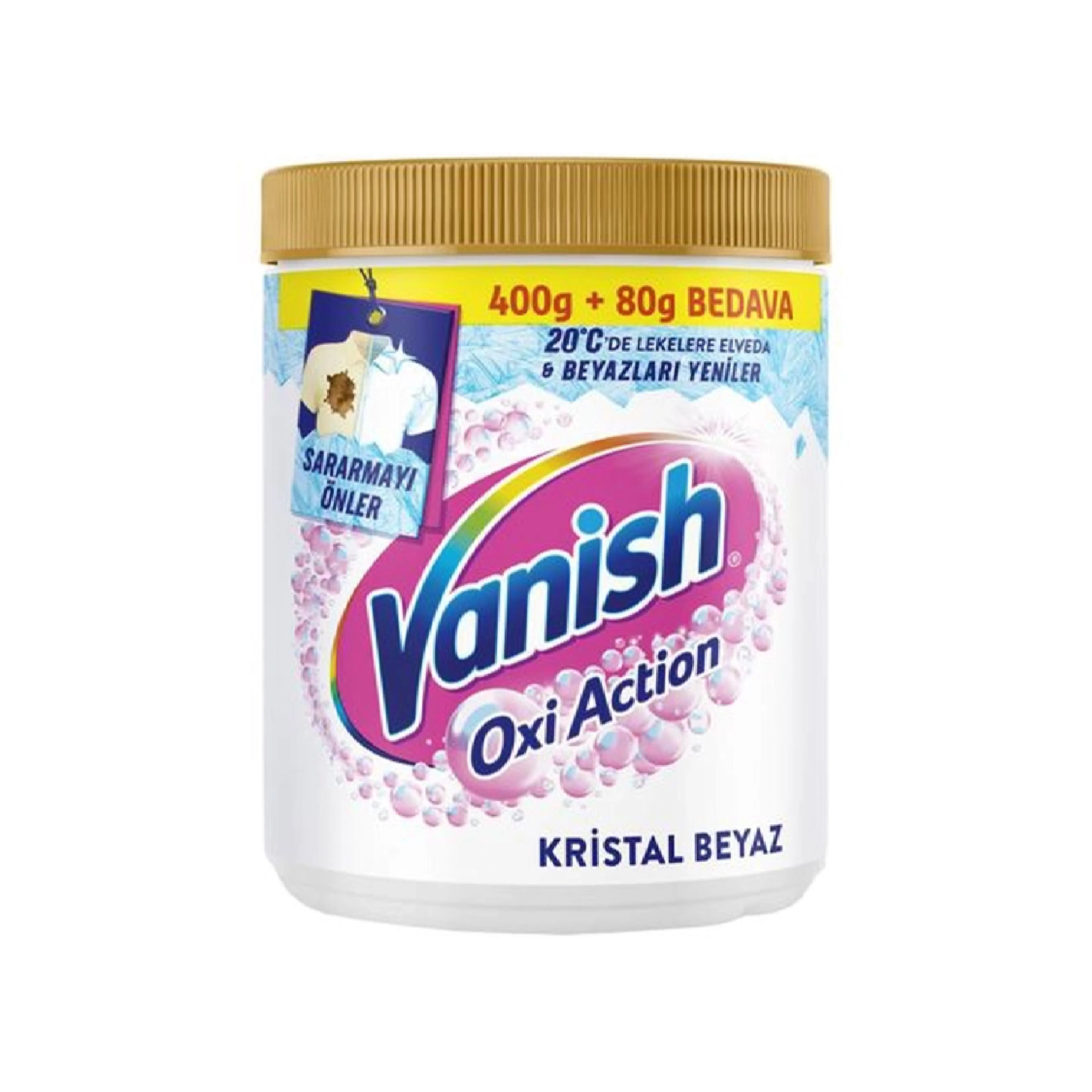 Ləkə çıxarıcı və ağardıcı toz VANISH Oxi Action Kristal Beyaz ağlar üçün 480 q