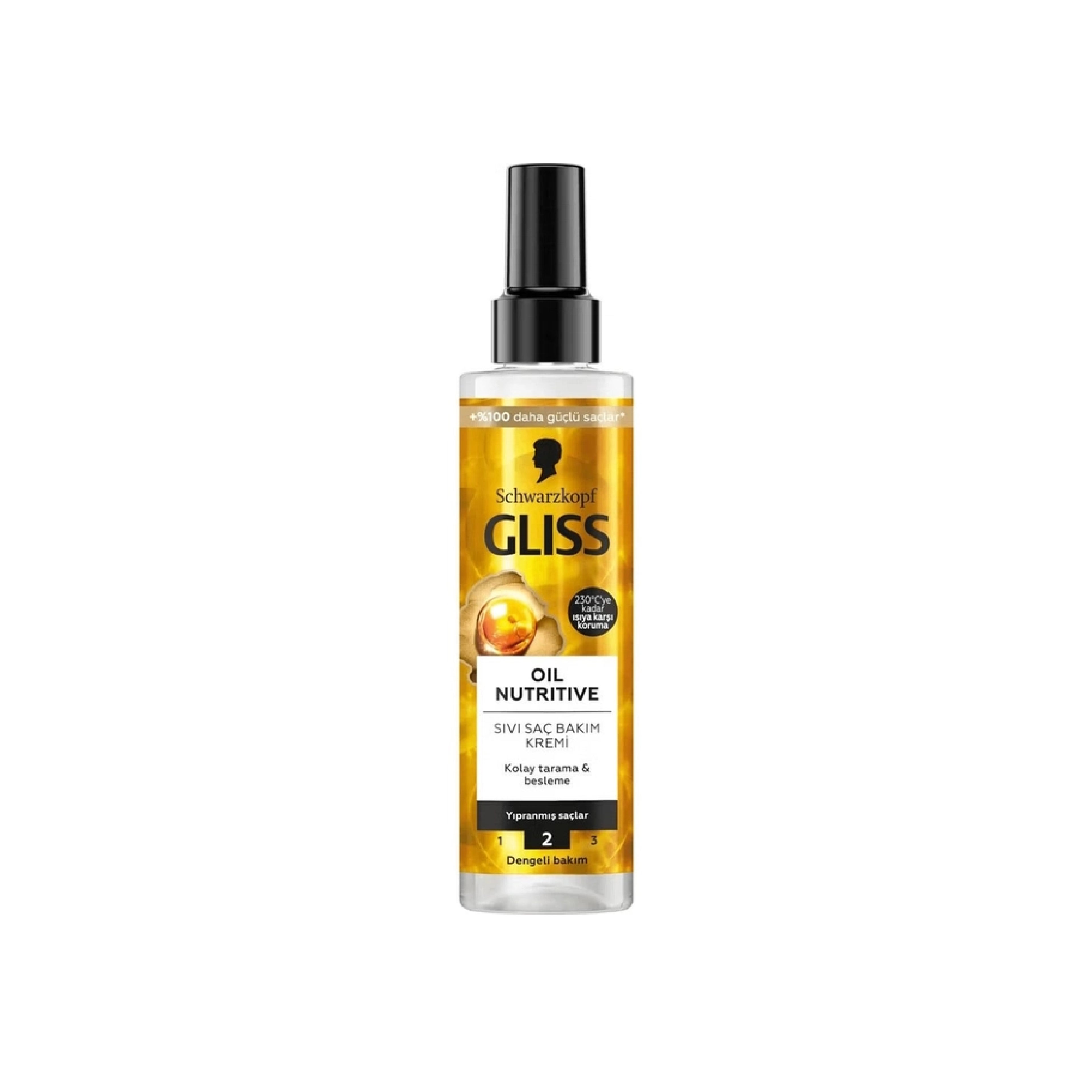 Saç kondisioner spreyi Gliss Kur Oil Nutritive, 200 ml, Quru və uzun saçlar üçün