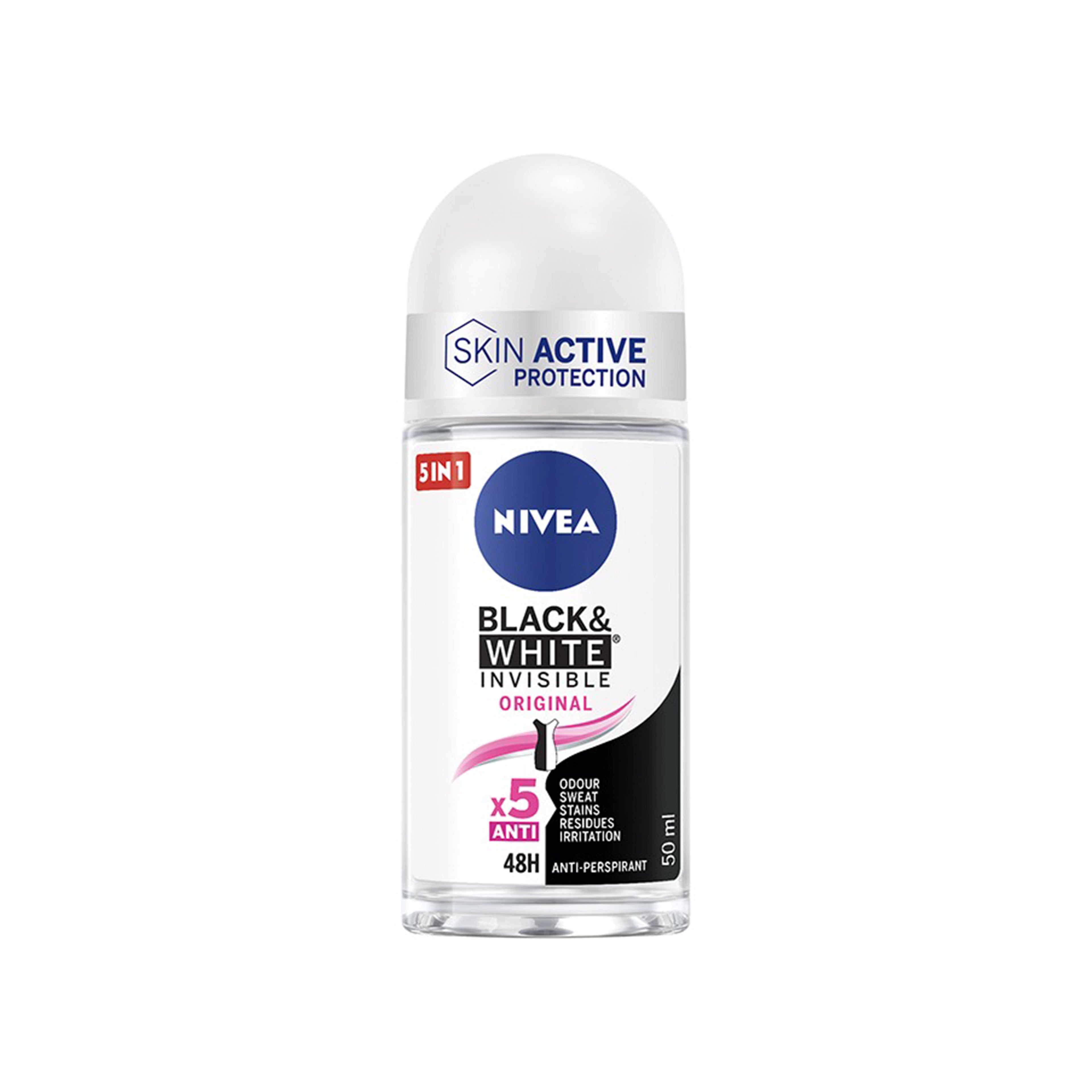Diyircəkli antiperspirant Nivea Invisible Black & White Roll-On, Qadınlar üçün, 50ml