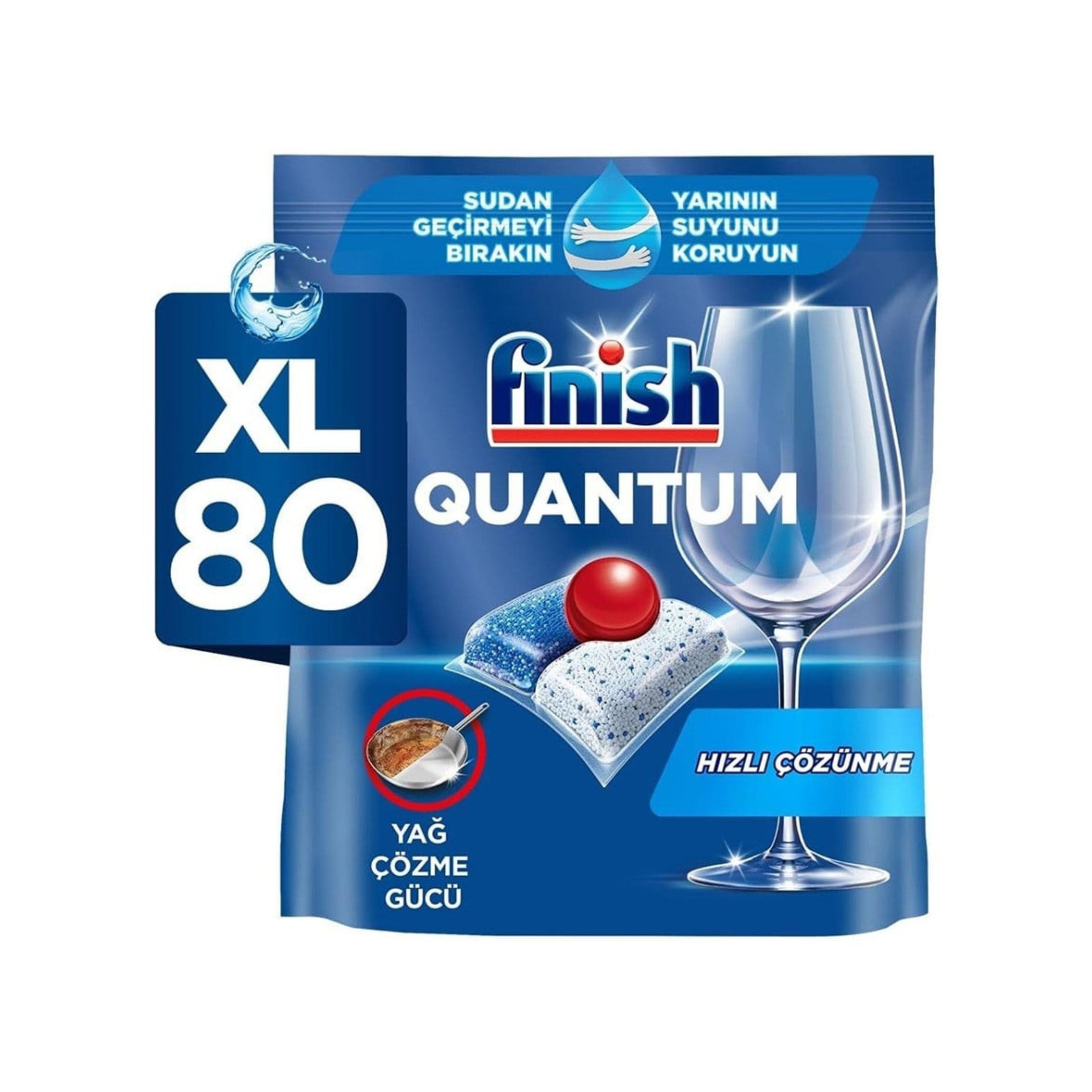 Qabyuyan maşın üçün həblər Finish Quantum, 80 ədəd