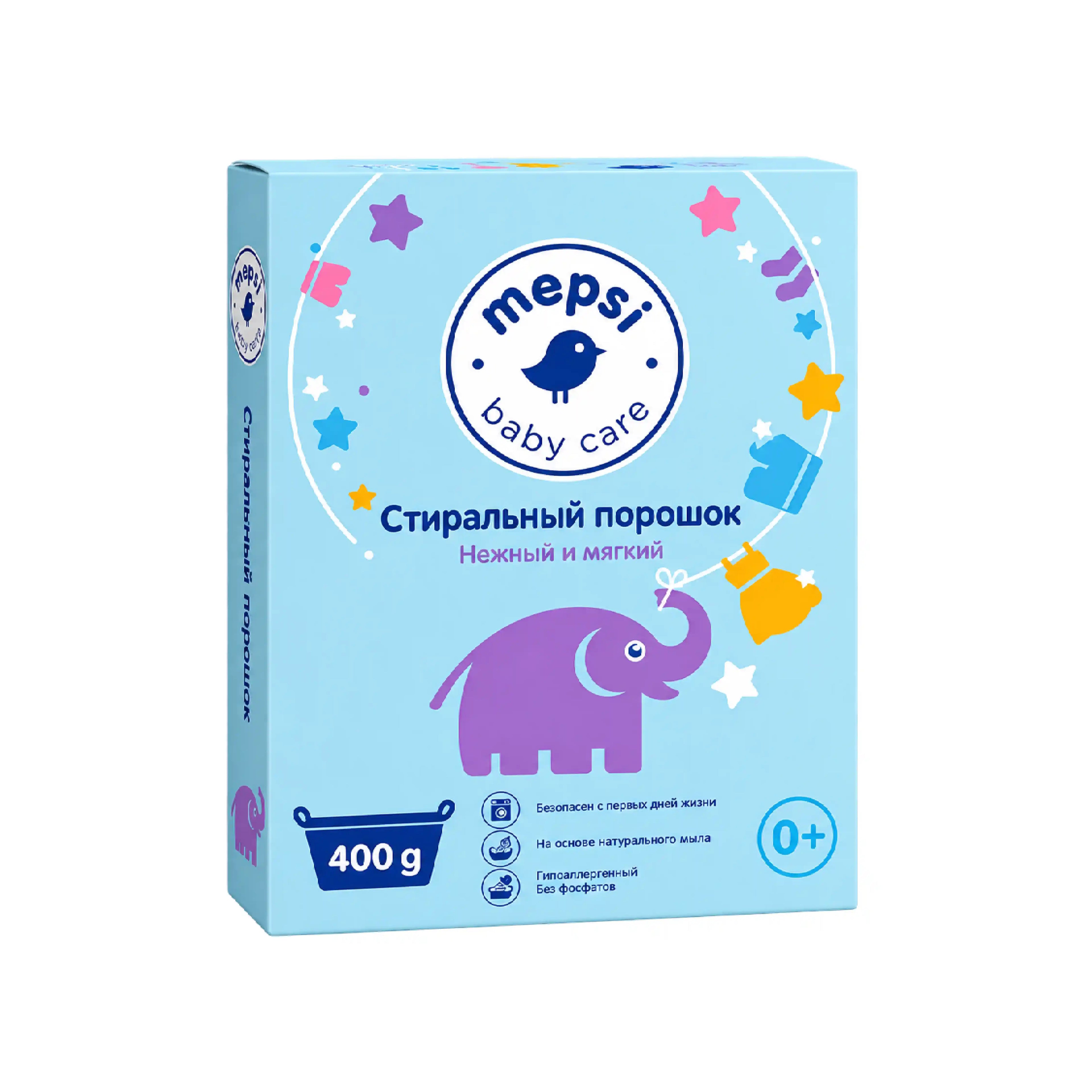Uşaq paltarı üçün yuma tozu Mepsi Baby Care, 400 q, 0+