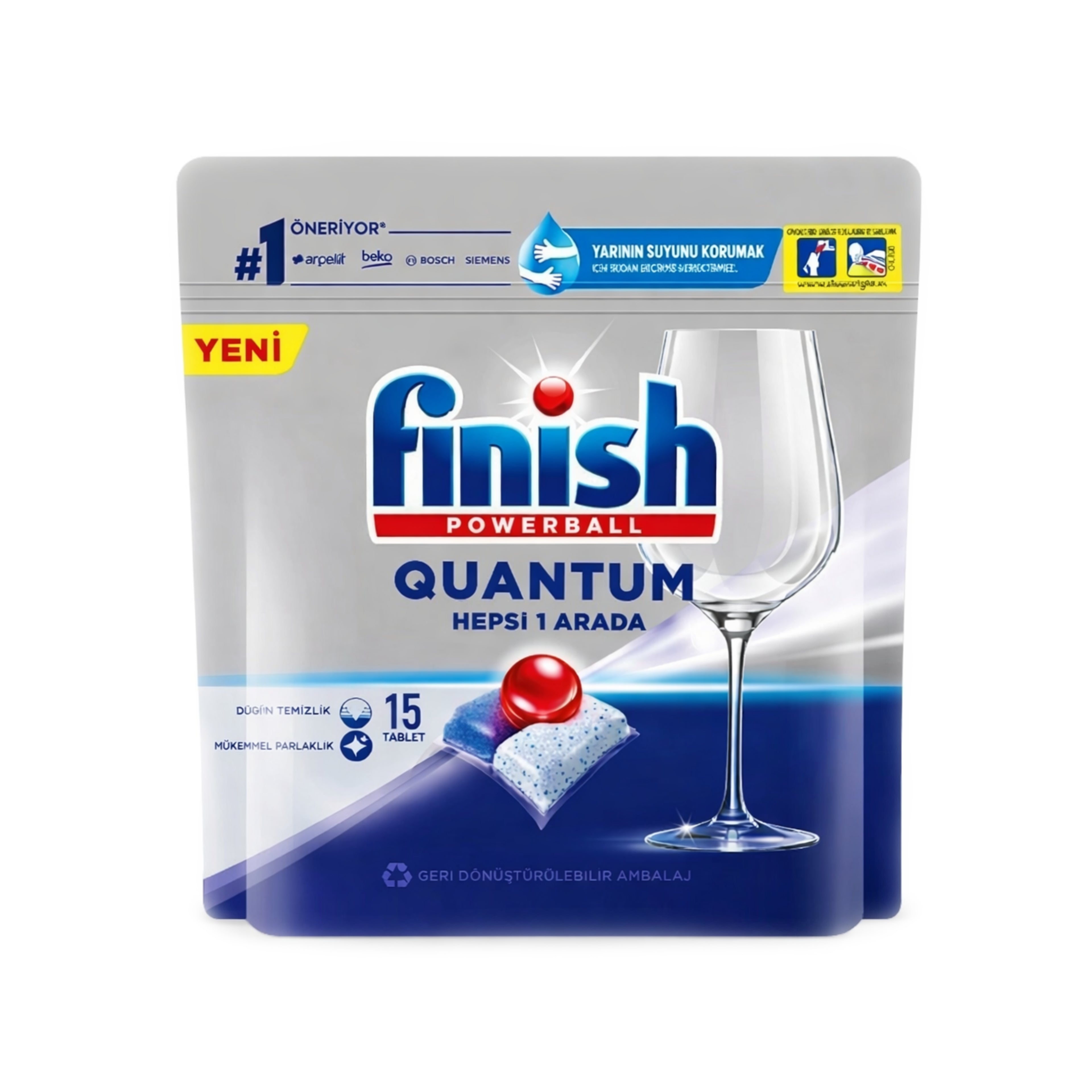 Qabyuyan maşın üçün həblər Finish Quantum, 15 əd