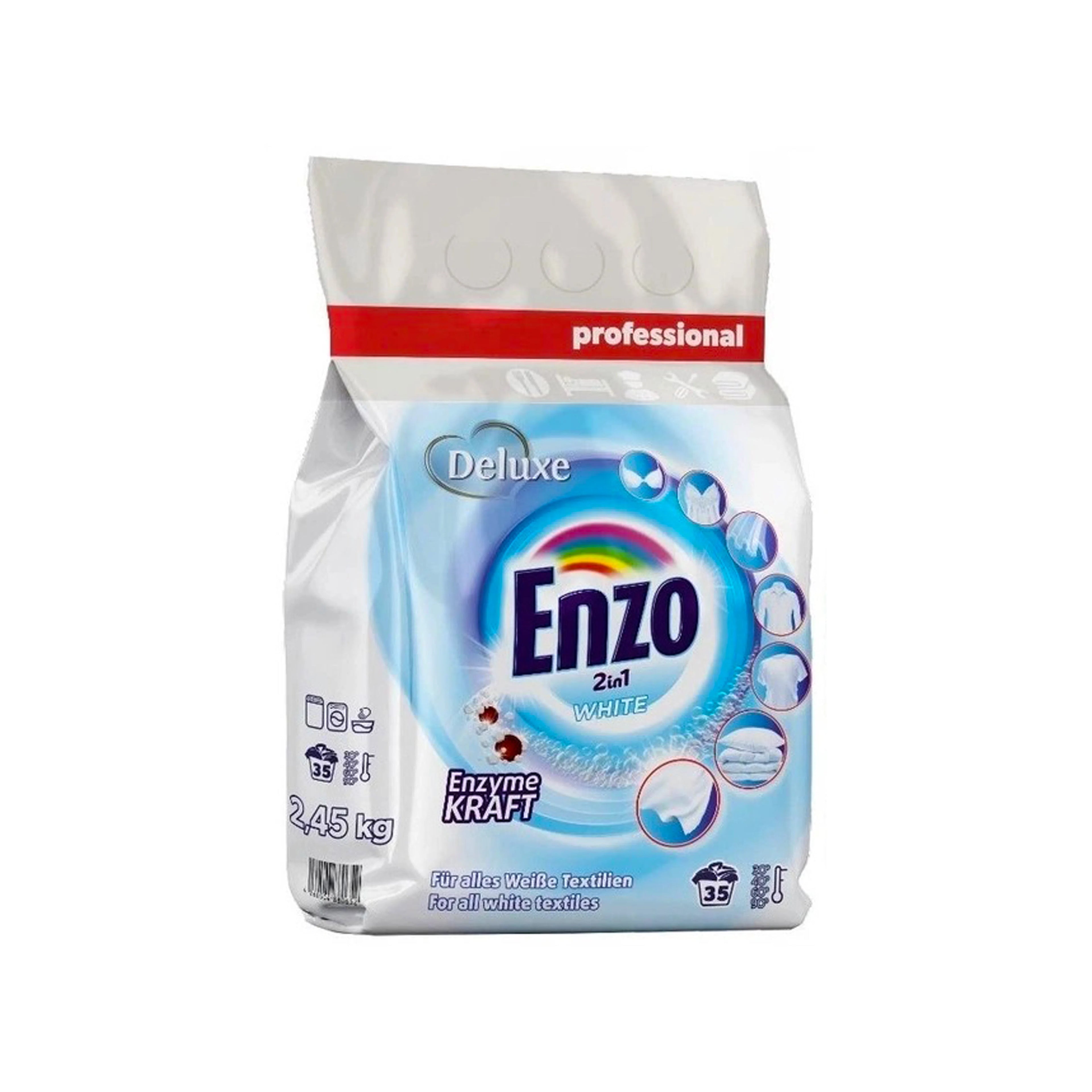 Camaşır yuma tozu Enzo, 2.45 kq, ağ paltarlar üçün